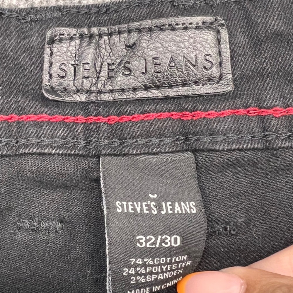 Steve's Jeans Mens Black Distressed Slim Straight Denim Pants 32 Casual urban - Picture 4 of 13